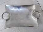 Silver Tone Decorative Fruit Bowl tray Aluminum 11  X 8 