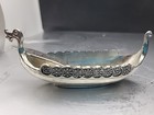 Vintage Norge Tpb Tinn Pewter Viking Ship Norway Salt Cellar   Spoon Handstopt