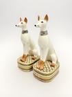 Pair Porcelain Vintage Whippet Greyhound Dog Andrea By Sadek Bookends