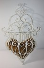 Distressed White Iron Victorian Wall Planter Basket Indoor Outdoor