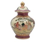 Antique Japanese Satsuma Moriage Ginger Jar Covered Urn Chinese Figures 12 
