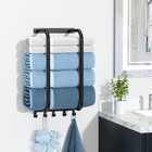 Bathroom Towel Rack Wall Mounted Holder W  Hooks Shower Organizer Black