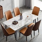 White Dining Table For 4-6 Kitchen Table With Marble Sintered Stone Table Top