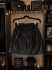 H m Women s Black Faux Leather Paperbag Waist Mini Skirt Drawstring Size 6