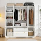 Veltenovaire 4 Door Wardrobe Armoire 2 Drawers Cabinet Tall Closet For Bedroom
