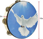 Tambourine Hand Bell Double Row Jingles Music Persuccion Church  10 Inch  Dove 