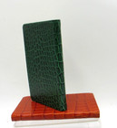 Graphic Image Address Book Pocket Size 3x5  Leather Cover Green Crocodile Embsd