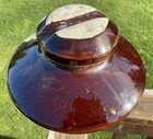 Vintage Porcelain Utility Pole Insulator Large Brown Mushroom Shape Over 13lbs 