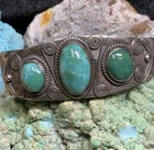 Vintage  1930   s Native American Sterling Silver   Turquoise Cuff Bracelet  26 6g