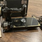 Singer 1950s Featherweight 221 Sewing Machine Cat  3-120 With Foot Pedal