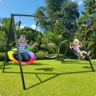 500lb Metal Swing Set With 3 Swings Heavy Duty Swing Stand Kids Outdoor Playset