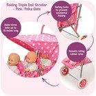 Badger Basket Triple Doll Stroller For Dolls - Lightweight And 18  Pink