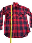 Vtg 60 s Jcpenny Red Blue Plaid Flannel Chore Hunting Work Shop Shirt Retro M