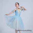 Girl Elegant Performance Romantic Sky Blue Ballet Tutu Dance Costume Dress Stage