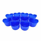 10 Pcs Bird Cage Seed Water Food Feeder Blue Plastic Cup Gamefowl Rabbit Chicken