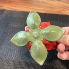 Vintage Cast Iron metal lead Water Lily lotus Figure Pin Flower Frog