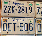 Virginia License Plate Lot  8  4 Matching Sets 4 Different Designs Va Tags