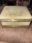 Vintage Stone Green Onyx Trinket Box Hinged Lid