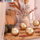 Volens Round Gold Votive Candle Holders  Mercury Glass Votives 12 Pack 