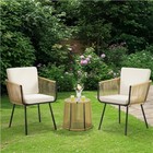 3-piece Outdoor Wicker Bistro Set W  2 Chairs   Tempered Glass Top Side Table