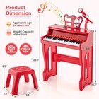 37-key Music Piano Keyboard Kids Learning Toy Instrument With Microphone Red