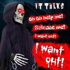 Outdoor Creepy 6ft Halloween Holiday Decor Animatronics Grim Reaper With Chain