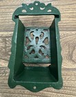 Vintage Cast Iron Wall Pocket Match Holder Key Box Ornate Green Taiwan Decor