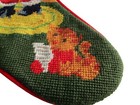Vintage Handmade Needlepoint Christmas Stocking Santa Cat Guc