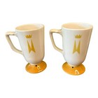 Vintage Marriott Hotel Laughlin China Pedestal Coffee Cups Crown Logo Set Of 4