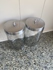 Pair Vintage Profex Apothecary Jarswith Stainless Steel Lid Clear Glass 7   