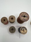 Lot  Of 5 Vintage Wooden Thread Spools Various Colors And Fibers