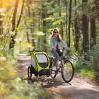 Child Bike Trailer 3 In1 Foldable Jogger 2-seat Baby Stroller W  Shock Absorber