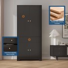 71  Armoire Wardrobe Closet Furniture Drawer 4 Doors Hanging Rod Cabinet Storage