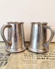 Lot Of 4 Vintage Glass Bottom English Pewter Beer Tankards - All Made In England