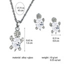 Fashion Shiny Crystal Turtle Earrings Pendant Necklace Jewelry Set 3pcs Green