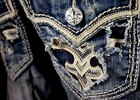  220 Mens Rock Revival  tyme  Destroyed Leather Inserts Slim Straight 32 X 32