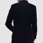 Men s Black Velvet Military Gothic Jacket Silver Trim Steampunk Officer