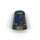 935 Sterling Cloisonne Blue Enamel Thimble European Vintage