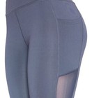 Womens Solid Mesh Workout Leggings With Pockets High Waist Yoga Pants
