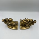 Vintage Brass Tug Of War Children Bookends Figural Art Deco Heavy Pair