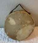 Vintage Souvenir Drum  Southwest Decor  Leather   Wood