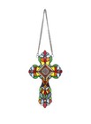 Stained Glass Cross Window Panel Suncatcher Art Glass Tiffany Style Religious