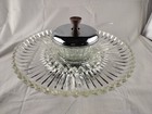 Vintage  Kromex Chrome Glass Lazy Susan Rotating Serving Dish Set W box 3098-21