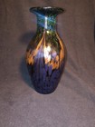 Vintage Dale Tiffany Mardi Gras Favrile Art Glass Vase Copper Green Blue 9 