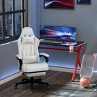Racing Gaming Chair W  Padded Arms  Pu Leather Gamer Recliner Home Office White