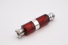 Nice Antique Victorian Silver Mounted Red Glass Double Ended Scent Bottle