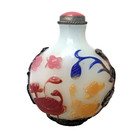 Antique Chinese Hand Carved Multicolored Glass Snuff Bottle 