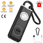 2pcs Personal Safety Alarm Keychain Self-defense Siren Led Rechargeable Black