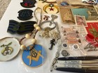 Vintage Junk Drawer Lot Masonic Ephemera Military Watches Pins Trinkets 35 