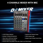Audio Mixer With Wireless Microphones  4 Channel Karaoke Sound Music Mixer   Dj
